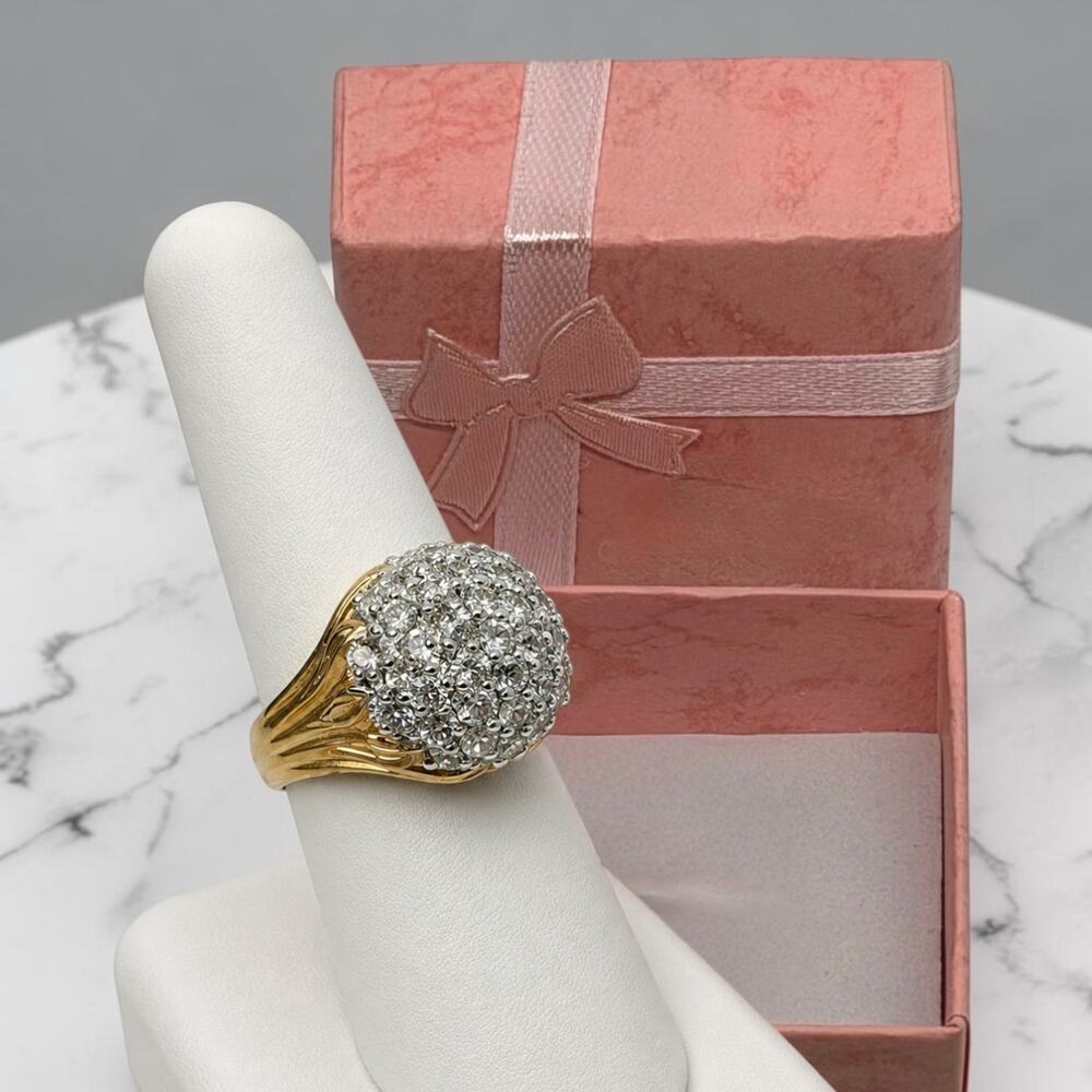 Victoria Wieck 925 CZ Dome Cluster Ring Gold Vermeil Vintage Size 8 Gift Box